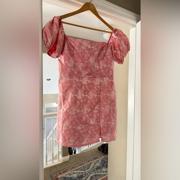 Lulu's Pink Puff Sleeve Mini Dress - Picture 5 of 6